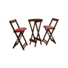 Jogo Bistro De Madeira Dobravel Redondo 55cm Diametro Com 2 Cadeiras Imbuia Estofado Vermelho - 1