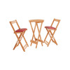 Jogo Bistro De Madeira Dobravel Redondo 55cm Diametro Com 2 Cadeiras Natural Estofado Vermelho - 1
