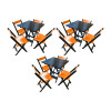 Kit 3 Mesas De Madeira Dobrável Preto 70x70 Com 4 Cadeiras Dobráveis Laranja - 1