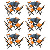 Kit 6 Mesas De Madeira Dobrável Preto 70x70 Com 4 Cadeiras Dobráveis Laranja - 1
