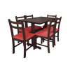 Conjunto De Mesa De Madeira Fixo Floripa 1,20x70 Imbuia Pé H Com 6 Cadeiras Estofado Vermelho