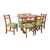 Conjunto De Mesa De Madeira Fixo Floripa 1,20x70 Natural Pé H Com 6 Cadeiras Estofado Verde