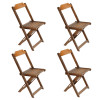 Conjunto De Mesa Dobravel De Madeira 60cm Redondo Com 4 Cadeiras Natural - 3