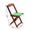 Conjunto De Mesa Dobravel De Madeira 60x60 Com 4 Cadeiras Imbuia Estofado Verde 
