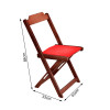 Conjunto De Mesa Dobravel De Madeira 60x60 Com 4 Cadeiras Imbuia Estofado Vermelho - 4