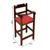 Cadeira Bebe De Madeira Com Trava Com Assento Estofado Vermelho - Imbuia