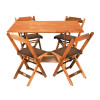 Jogo De Mesa Dobravel De Madeira 120x70 Com 4 Cadeiras Natural Estofado Marrom - 1