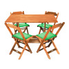 Jogo De Mesa Dobravel De Madeira 120x70 Com 4 Cadeiras Natural Estofado Verde - 1
