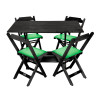 Jogo De Mesa Dobravel De Madeira 120x70 Com 4 Cadeiras Preto Estofado Verde - 1