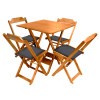 Jogo De Mesa Dobravel De Madeira 60x60 Com 4 Cadeiras Natural Estofado Preto - 1