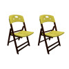 Kit Com 2 Cadeiras Dobraveis De Madeira Elegance Imbuia Polipropileno Amarelo - 1