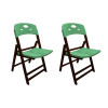 Kit Com 2 Cadeiras Dobraveis De Madeira Elegance Imbuia Polipropileno Verde - 1