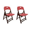 Kit Com 2 Cadeiras Dobraveis De Madeira Elegance Imbuia Polipropileno Vermelho - 1
