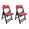 Kit Com 2 Cadeiras Dobraveis De Madeira Elegance Preto Polipropileno Vermelho - 1