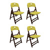 Kit Com 4 Cadeiras Dobraveis De Madeira Elegance Imbuia Polipropileno Amarelo - 1