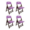 Kit Com 4 Cadeiras Dobraveis De Madeira Elegance Imbuia Polipropileno Roxo - 1