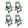 Kit Com 4 Cadeiras Dobraveis De Madeira Elegance Imbuia Polipropileno Verde - 1