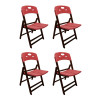 Kit Com 4 Cadeiras Dobraveis De Madeira Elegance Imbuia Polipropileno Vermelho - 1