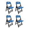 Kit Com 4 Cadeiras Dobraveis De Madeira Elegance Preto Polipropileno Azul - 1