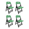 Kit Com 4 Cadeiras Dobraveis De Madeira Elegance Preto Polipropileno Verde - 1