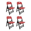 Kit Com 4 Cadeiras Dobraveis De Madeira Elegance Preto Polipropileno Vermelho - 1