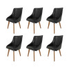Kit 6 Cadeiras Estofadas Catânia Premium Moderna Em Couro Sintético Preto