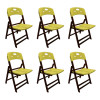 Kit Com 6 Cadeiras Dobraveis De Madeira Elegance Imbuia Polipropileno Amarelo - 1