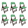 Kit Com 6 Cadeiras Dobraveis De Madeira Elegance Imbuia Polipropileno Verde - 1