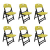 Kit Com 6 Cadeiras Dobraveis De Madeira Elegance Preto Polipropileno Amarelo - 1