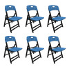 Kit Com 6 Cadeiras Dobraveis De Madeira Elegance Preto Polipropileno Azul - 1