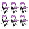 Kit Com 6 Cadeiras Dobraveis De Madeira Elegance Preto Polipropileno Roxo - 1