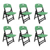 Kit Com 6 Cadeiras Dobraveis De Madeira Elegance Preto Polipropileno Verde - 1