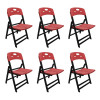 Kit Com 6 Cadeiras Dobraveis De Madeira Elegance Preto Polipropileno Vermelho - 1