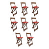 Kit 8 Cadeiras Bistro Dobravel De Madeira Estofada Vermelha - Imbuia - 1