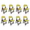 Kit Com 8 Cadeiras Dobraveis De Madeira Elegance Imbuia Polipropileno Amarelo - 1