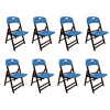 Kit Com 8 Cadeiras Dobraveis De Madeira Elegance Imbuia Polipropileno Azul - 1