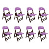 Kit Com 8 Cadeiras Dobraveis De Madeira Elegance Imbuia Polipropileno Roxo - 1