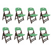 Kit Com 8 Cadeiras Dobraveis De Madeira Elegance Imbuia Polipropileno Verde - 1