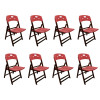 Kit Com 8 Cadeiras Dobraveis De Madeira Elegance Imbuia Polipropileno Vermelho - 1