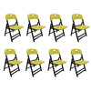 Kit Com 8 Cadeiras Dobraveis De Madeira Elegance Preto Polipropileno Amarelo - 1