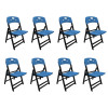 Kit Com 8 Cadeiras Dobraveis De Madeira Elegance Preto Polipropileno Azul - 1