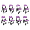 Kit Com 8 Cadeiras Dobraveis De Madeira Elegance Preto Polipropileno Roxo - 1
