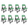 Kit Com 8 Cadeiras Dobraveis De Madeira Elegance Preto Polipropileno Verde - 1