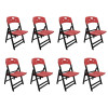 Kit Com 8 Cadeiras Dobraveis De Madeira Elegance Preto Polipropileno Vermelho - 1
