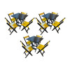 Kit 3 Mesas De Madeira Dobrável Preto 70x70 Com 4 Cadeiras Dobráveis Amarelo - 1