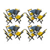 Kit 4 Mesas De Madeira Dobrável Preto 70x70 Com 4 Cadeiras Dobráveis Amarelo - 1