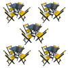 Kit 5 Mesas De Madeira Dobrável Preto 70x70 Com 4 Cadeiras Dobráveis Amarelo - 1