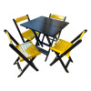 Kit 9 Mesas De Madeira Dobrável Preto 70x70 Com 4 Cadeiras Dobráveis Amarelo - 2