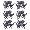 Kit 6 Mesas De Madeira Dobrável Preto 70x70 Com 4 Cadeiras Dobráveis Roxo - 1