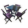Kit 7 Mesas De Madeira Dobrável Preto 70x70 Com 4 Cadeiras Dobráveis Roxo - 2